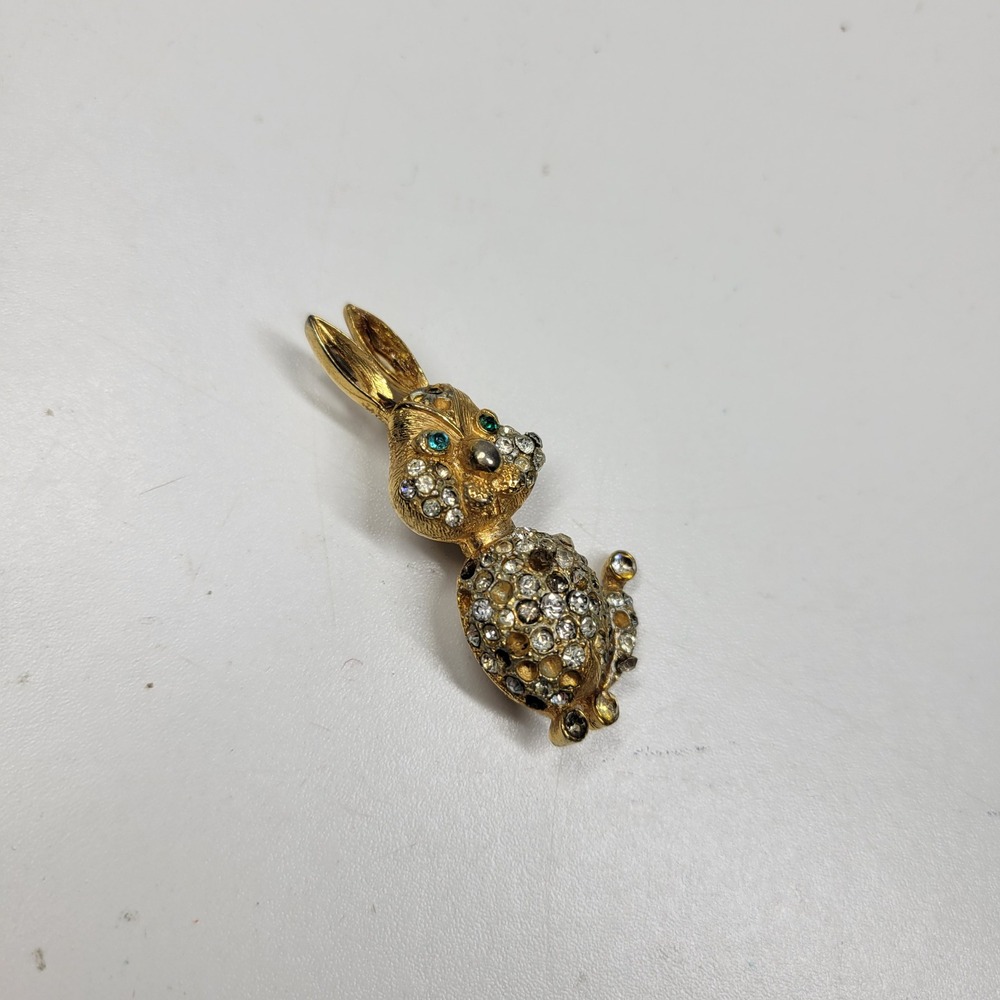 Vtg Alice Caviness Bunny Rabbit Pin Rare Rhinestone Brooch Easter Spring Signed - Picture 6 of 15